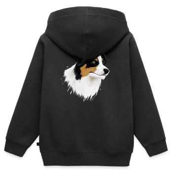 AUSTRALIAN SHEPHERD - Kinder Premium Organic Zip Hoodie - Schwarz - Hinten - AI Model Kid Male (0cm)