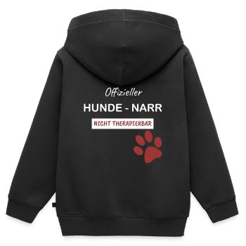 HUNDEFREUNDE Offizieller HUNDE-NARR Geschenkidee - Kinder Premium Organic Zip Hoodie - Schwarz - Hinten - AI Model Kid Male (0cm)