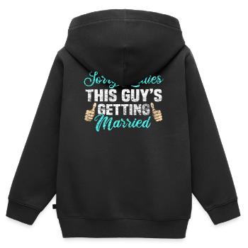 Mariage de fiançailles - Sweat Premium à capuche zippé enfant bio - noir - Dos - AI Model Kid Male (0cm)