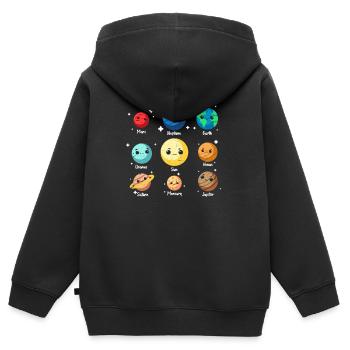 Astronaute planète univers galaxie de l'espace - Sweat Premium à capuche zippé enfant bio - noir - Dos - AI Model Kid Male (0cm)
