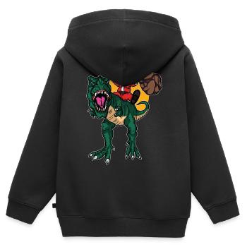 Weihnachtsmann reitet T-Rex Weihnachten Geschenk - Kinder Premium Organic Zip Hoodie - Schwarz - Hinten - AI Model Kid Male (0cm)