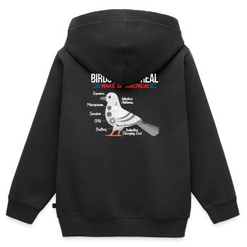 Birds Aren't Real - Kinder Premium Organic Zip Hoodie - Schwarz - Hinten - AI Model Kid Male (0cm)