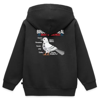 Oiseaux lumière surveillance détective cadeau - Sweat Premium à capuche zippé enfant bio - noir - Dos - AI Model Kid Male (0cm)
