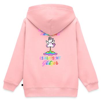 Mittelfinger Einhorn Furz - Kinder Premium Organic Zip Hoodie - Rosa - Hinten - AI Model Kid Female (0cm)