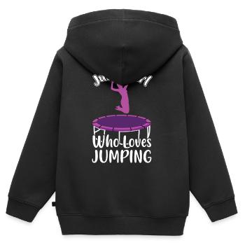 Une fille aime sauter sur le trampoline - Sweat Premium à capuche zippé enfant bio - noir - Dos - AI Model Kid Male (0cm)