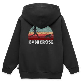 Canicross - Kinder Premium Organic Zip Hoodie - Schwarz - Hinten - AI Model Kid Male (0cm)
