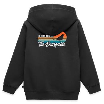 Complot d'oiseaux - Sweat Premium à capuche zippé enfant bio - noir - Dos - AI Model Kid Male (0cm)
