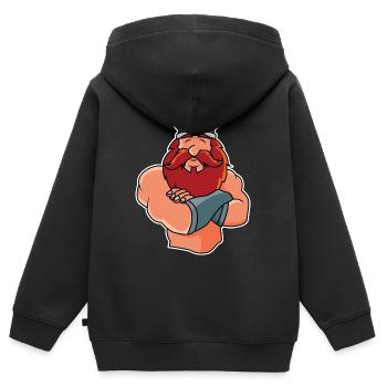 Drôle de Viking en pose - Sweat Premium à capuche zippé enfant bio - noir - Dos - AI Model Kid Male (0cm)