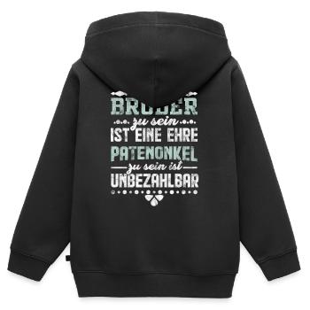 Patenonkel Bruder Taufe Geschenk - Kinder Premium Organic Zip Hoodie - Schwarz - Hinten - AI Model Kid Male (0cm)