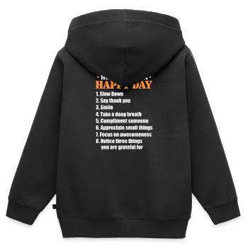 Bouddhisme - Sweat Premium à capuche zippé enfant bio - noir - Dos - AI Model Kid Male (0cm)
