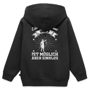 Angler Angler Angler - Kinder Premium Organic Zip Hoodie - Schwarz - Hinten - AI Model Kid Male (0cm)