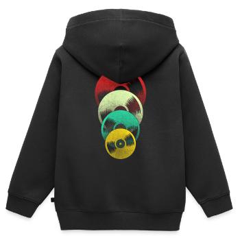 Retro Schallplatte - Kinder Premium Organic Zip Hoodie - Schwarz - Hinten - AI Model Kid Male (0cm)