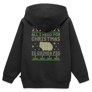 Meerschweinchen Weihnachten Motiv Geschenk - Kinder Premium Organic Zip Hoodie - Schwarz - Hinten - AI Model Kid Male (0cm)