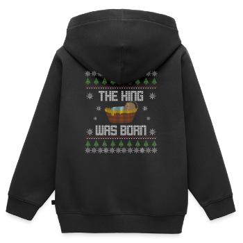 Noël - Noël - Chrétien - Jésus - Sweat Premium à capuche zippé enfant bio - noir - Dos - AI Model Kid Male (0cm)