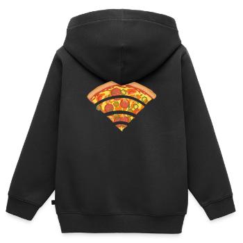 Pizza Wlan Wifi - Sweat Premium à capuche zippé enfant bio - noir - Dos - AI Model Kid Male (0cm)
