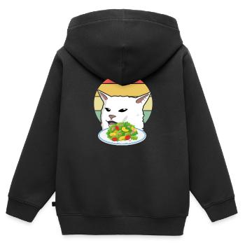 Tache le chat - Sweat Premium à capuche zippé enfant bio - noir - Dos - AI Model Kid Male (0cm)