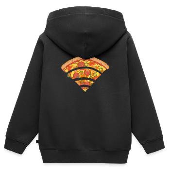 Pizza Wlan Wifi Internet Signal Computer Geschenk - Kinder Premium Organic Zip Hoodie - Schwarz - Hinten - AI Model Kid Male (0cm)