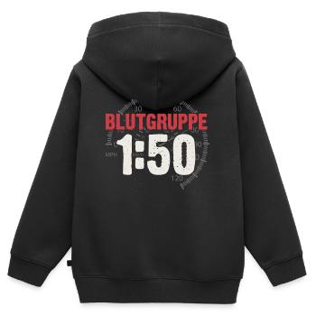 Groupe sanguin 1h50 Cyclomoteur à essence DDR Ostalgie Simson - Sweat Premium à capuche zippé enfant bio - noir - Dos - AI Model Kid Male (0cm)