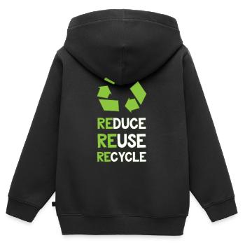 Umweltschutz Recycling - Kinder Premium Organic Zip Hoodie - Schwarz - Hinten - AI Model Kid Male (0cm)