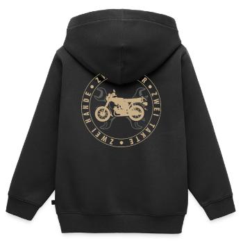 Simson S51, 2 Hände, 2 Eier , 2Takte, DDR Moped - Kinder Premium Organic Zip Hoodie - Schwarz - Hinten - AI Model Kid Male (0cm)