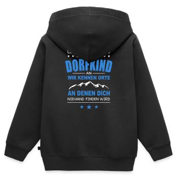 Lustiger Dorfkinder Spruch Dorfkind Dorf Kinder - Kinder Premium Organic Zip Hoodie - Schwarz - Hinten - AI Model Kid Male (0cm)