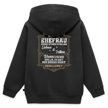 Ehefrau Liebe Partnerschaft Geschenk - Kinder Premium Organic Zip Hoodie - Schwarz - Hinten - AI Model Kid Male (0cm)