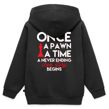 Jeu d’échecs - Sweat Premium à capuche zippé enfant bio - noir - Dos - AI Model Kid Male (0cm)
