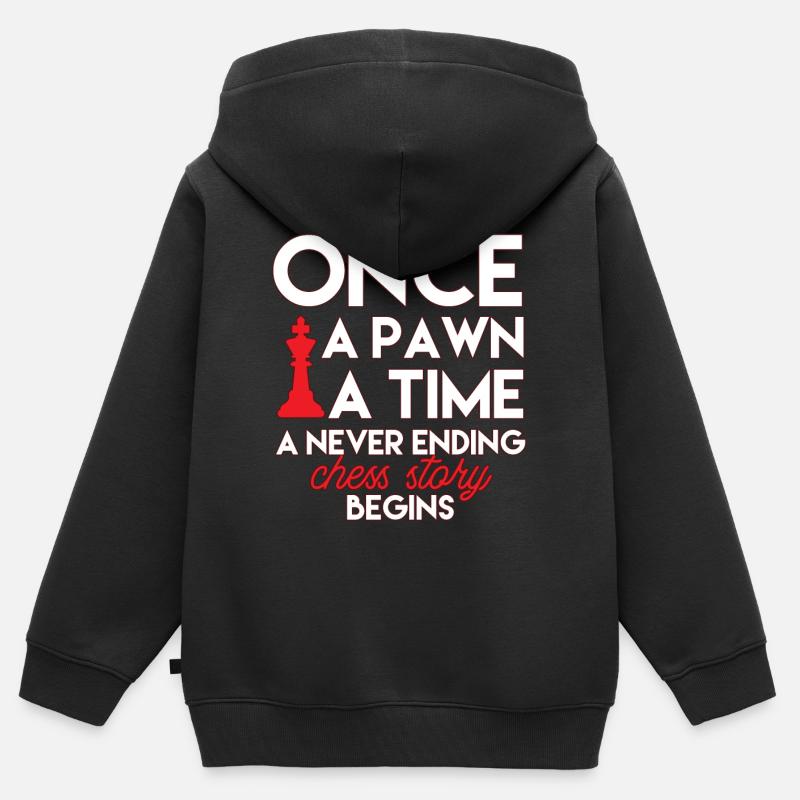 Jeu d’échecs - Sweat Premium à capuche zippé enfant bio - noir