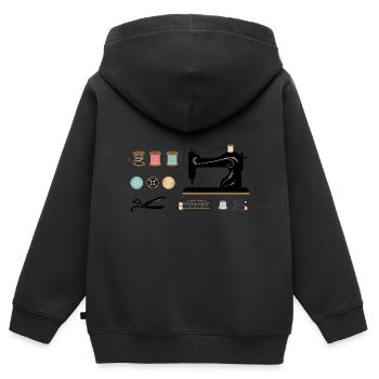 Nähmaschine Nadel und Faden - Sweat Premium à capuche zippé enfant bio - noir - Dos - AI Model Kid Male (0cm)