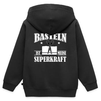 Basteln ist meine Superkraft - Kinder Premium Organic Zip Hoodie - Schwarz - Hinten - AI Model Kid Male (0cm)