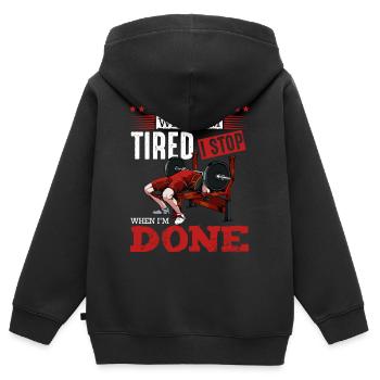 body builder - Kids Premium Organic Zip-up Hoodie - black - Back - AI Model Kid Male (0cm)
