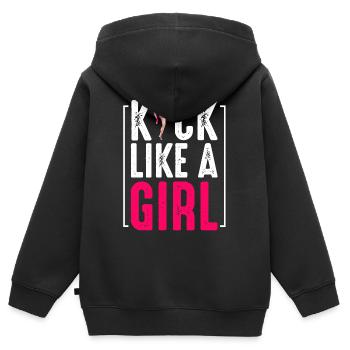 kickboxing - Sweat Premium à capuche zippé enfant bio - noir - Dos - AI Model Kid Male (0cm)