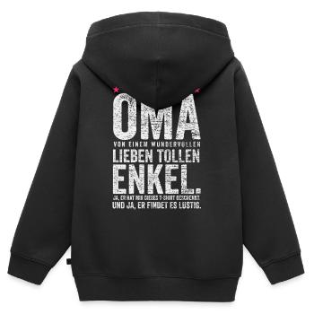 Oma Lustiger Spruch - Kinder Premium Organic Zip Hoodie - Schwarz - Hinten - AI Model Kid Male (0cm)