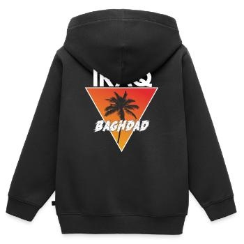 Irakien avec capital - Sweat Premium à capuche zippé enfant bio - noir - Dos - AI Model Kid Male (0cm)
