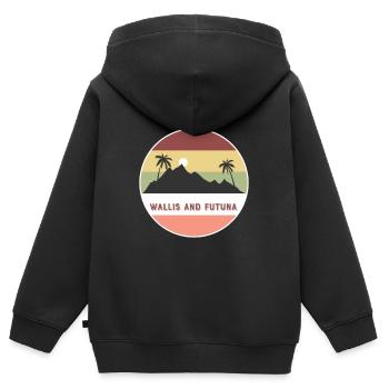 wallis und futuna Retro Land und Länder - Kinder Premium Organic Zip Hoodie - Schwarz - Hinten - AI Model Kid Male (0cm)