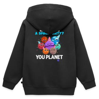 planète - Sweat Premium à capuche zippé enfant bio - noir - Dos - AI Model Kid Male (0cm)