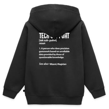 Technischer Support - Kinder Premium Organic Zip Hoodie - Schwarz - Hinten - AI Model Kid Male (0cm)
