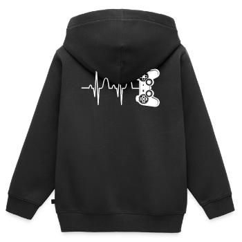 Gaming Zocker Herzschlag Videospiel Esport - Kinder Premium Organic Zip Hoodie - Schwarz - Hinten - AI Model Kid Male (0cm)