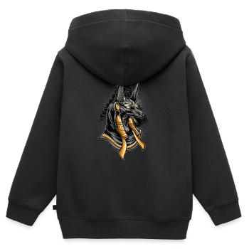 Anubis cadeau de divinité égyptienne - Sweat Premium à capuche zippé enfant bio - noir - Dos - AI Model Kid Male (0cm)