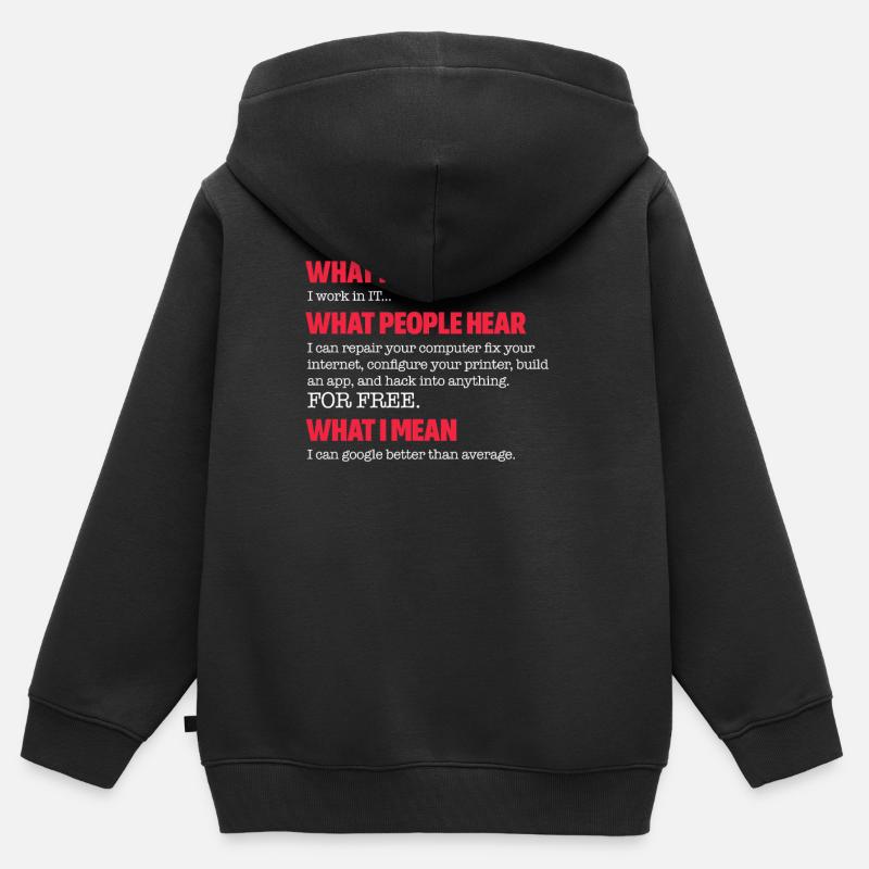 Informaticien - Sweat Premium à capuche zippé enfant bio - noir