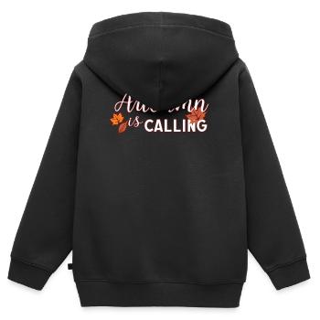 Automne - Sweat Premium à capuche zippé enfant bio - noir - Dos - AI Model Kid Male (0cm)