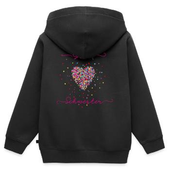 Enfants grande soeur, bébé, baby shower - Sweat Premium à capuche zippé enfant bio - noir - Dos - AI Model Kid Male (0cm)
