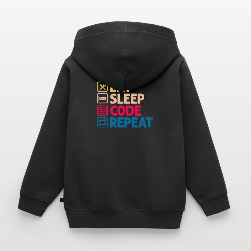 Programmeur code cadeau codeur informatique Sweat Premium à capuche zippé enfant bio