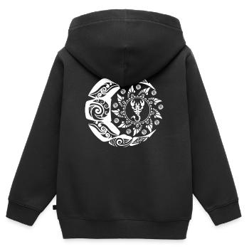 Maori Skorpion Polynesien Tattoo Sonne Mond - Kinder Premium Organic Zip Hoodie - Schwarz - Hinten - AI Model Kid Male (0cm)
