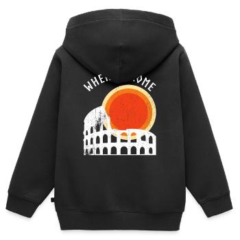 Coucher de soleil sur le Colisée - Sweat Premium à capuche zippé enfant bio - noir - Dos - AI Model Kid Male (0cm)