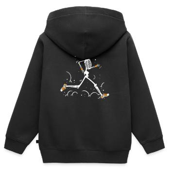 Skelett Läufer Stirnband - Kinder Premium Organic Zip Hoodie - Schwarz - Hinten - AI Model Kid Male (0cm)