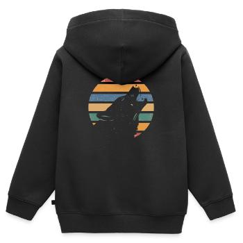 Restez Wild Wolf Nature Wilderness - Sweat Premium à capuche zippé enfant bio - noir - Dos - AI Model Kid Male (0cm)