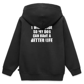 Chien codeur - Sweat Premium à capuche zippé enfant bio - noir - Dos - AI Model Kid Male (0cm)