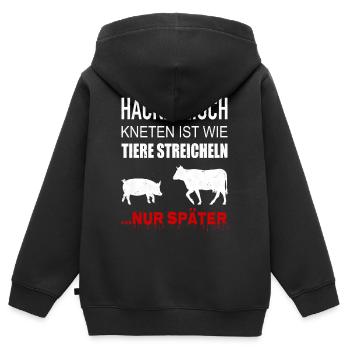 Hackfleisch Kneten Ist Wie Tiere Streicheln - Kinder Premium Organic Zip Hoodie - Schwarz - Hinten - AI Model Kid Male (0cm)