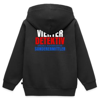 Detektiv - Kinder Premium Organic Zip Hoodie - Schwarz - Hinten - AI Model Kid Male (0cm)